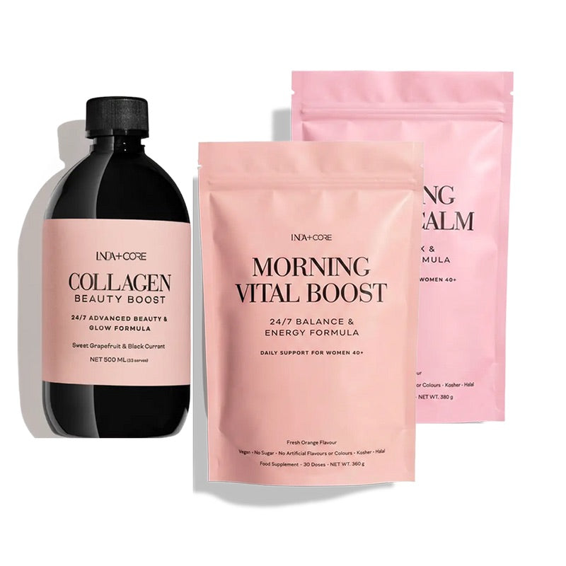 Collagen Beauty Boost, Morning Vital Boost og Evening Inner Calm samlet